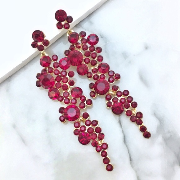 Jewelry - Red Crystal Rhinestone Chandelier Earrings Jewelry - Red Crystal Rhinestone Chandelier Earrings